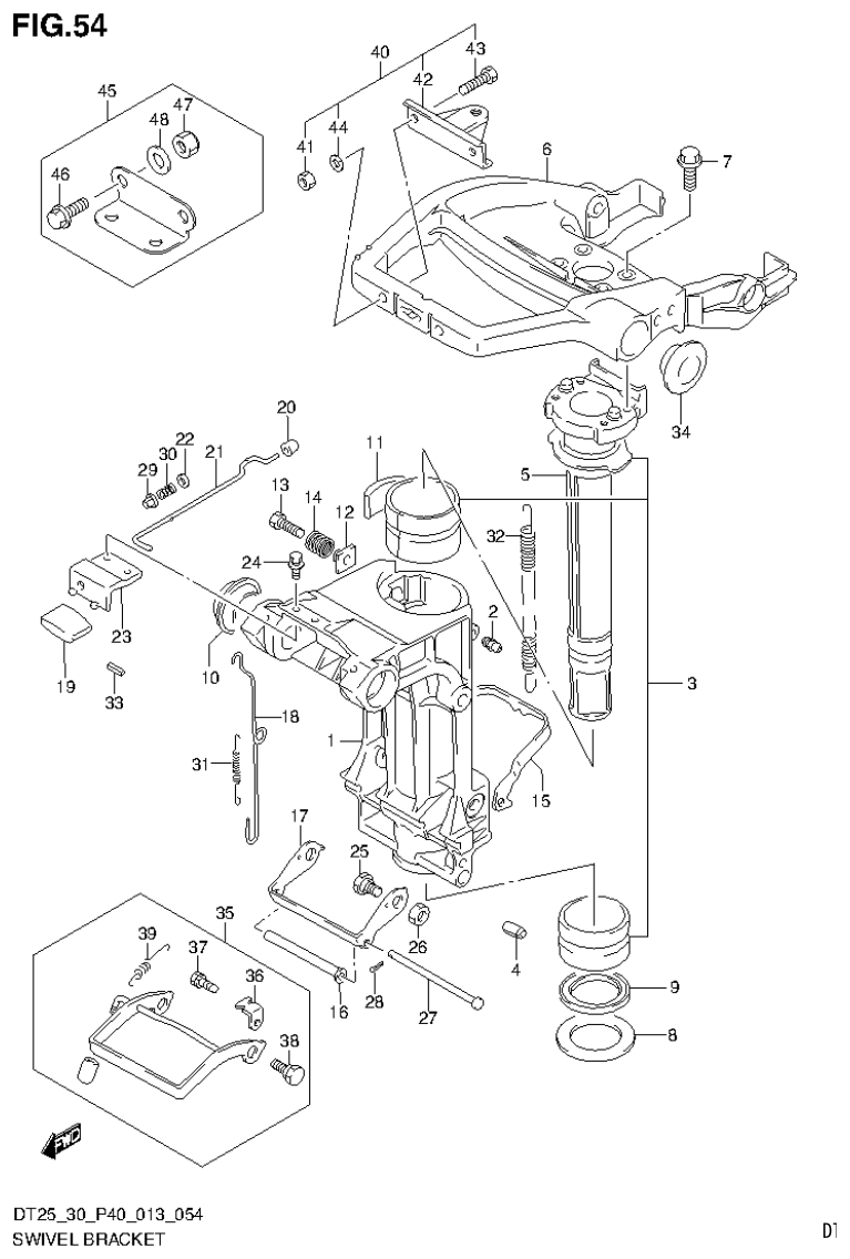 Suzuki DT25, DT25K, DT30, DT30R SWIVEL BRACKET (DT30R P40) parts diagram