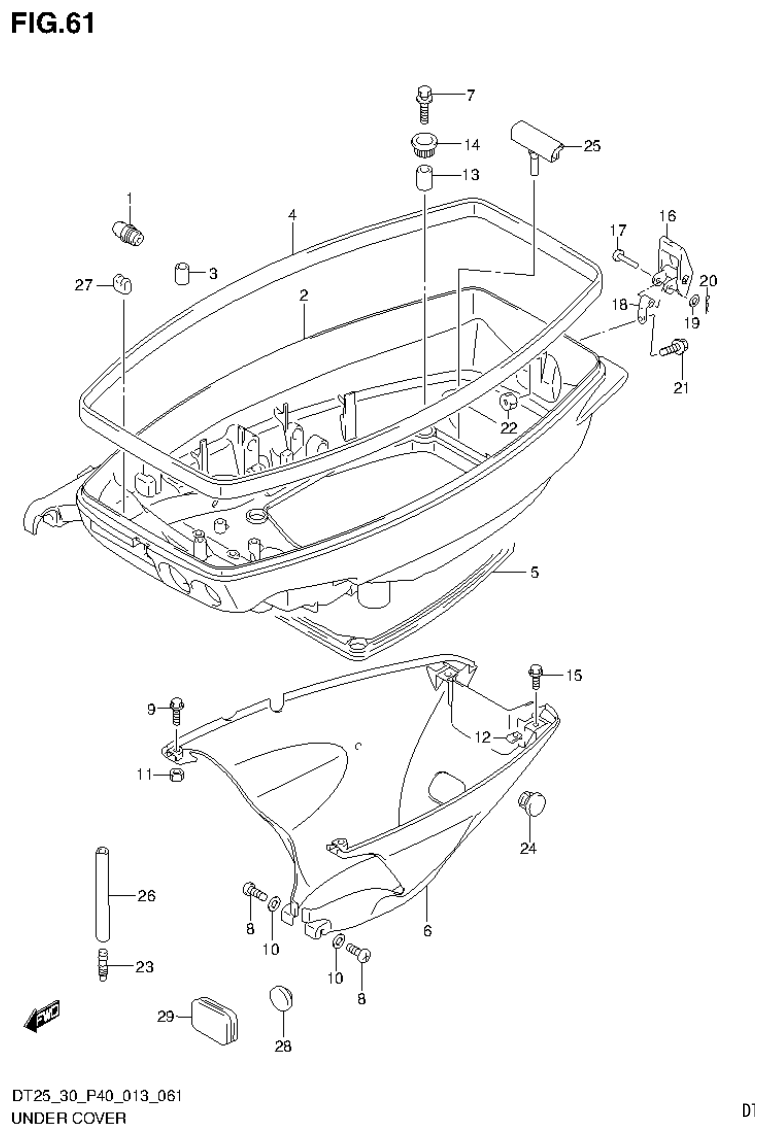 Suzuki DT25, DT25K, DT30, DT30R UNDER COVER (DT30R P40) parts diagram