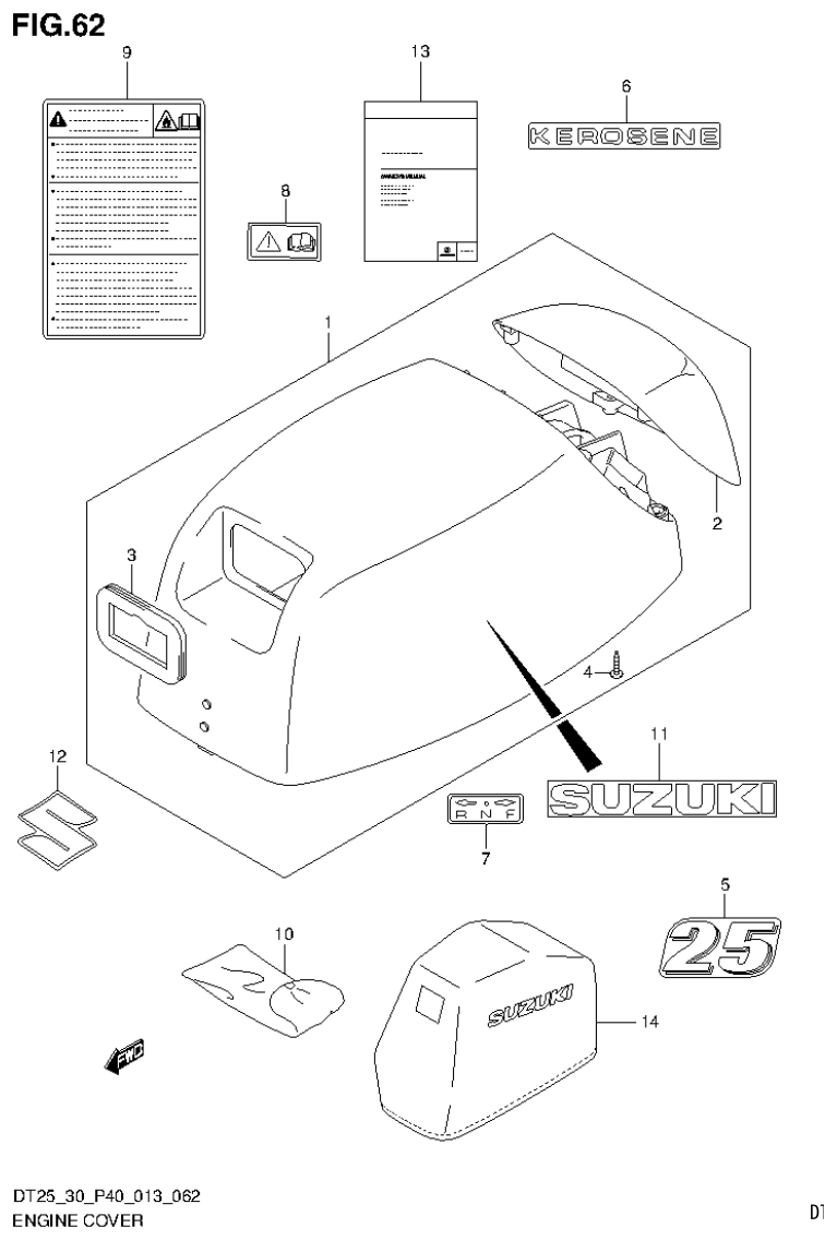 Suzuki DT25, DT25K, DT30, DT30R ENGINE COVER (DT25K P36) parts diagram