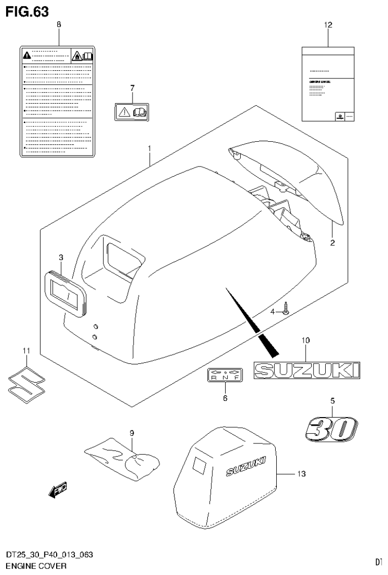 Suzuki DT25, DT25K, DT30, DT30R ENGINE COVER (DT30 P40) parts diagram