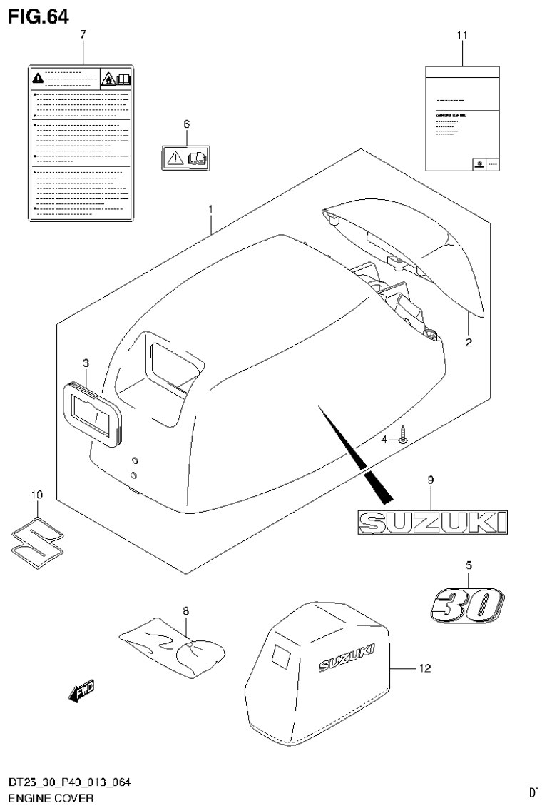 Suzuki DT25, DT25K, DT30, DT30R ENGINE COVER (DT30R P40) parts diagram