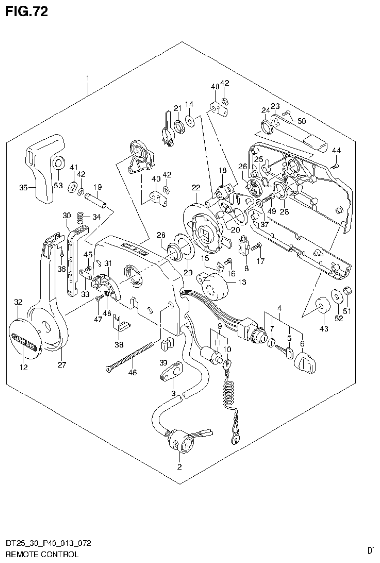 Suzuki DT25, DT25K, DT30, DT30R REMOTE CONTROL (DT30R P40) parts diagram