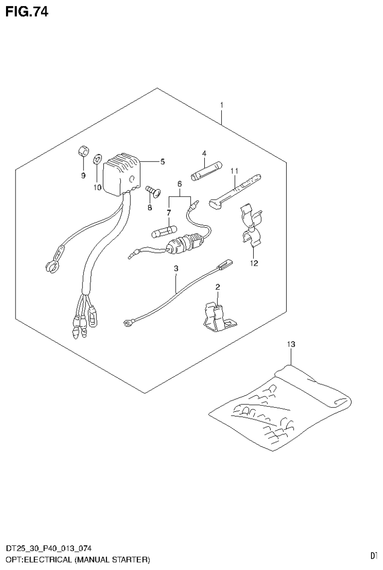 Suzuki DT25, DT25K, DT30, DT30R OPT:ELECTRICAL (MANUAL STARTER) (DT25K P36) parts diagram