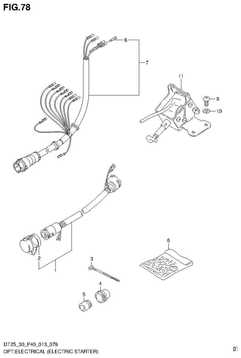 Suzuki DT25, DT25K, DT30, DT30R OPT:ELECTRICAL (ELECTRIC STARTER) (DT30R P40) parts diagram