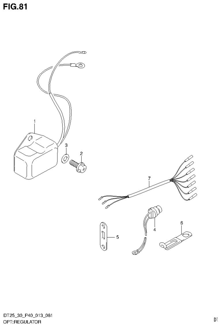 Suzuki DT25, DT25K, DT30, DT30R OPT:REGULATOR (DT30R P40) parts diagram