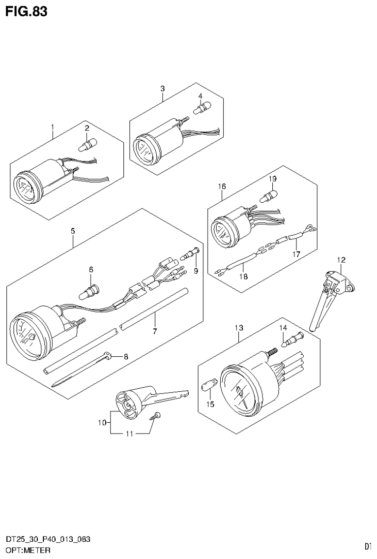Suzuki DT25, DT25K, DT30, DT30R OPT:METER (DT30R P40) parts diagram