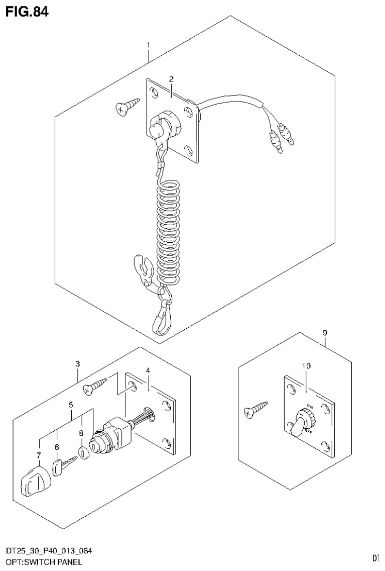 Suzuki DT25, DT25K, DT30, DT30R OPT:SWITCH PANEL (DT30 P40) parts diagram