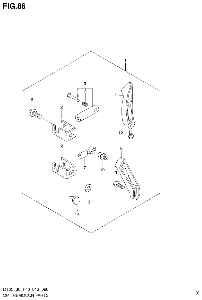 Suzuki DT25, DT25K, DT30, DT30R OPT:REMOCON PARTS parts diagram