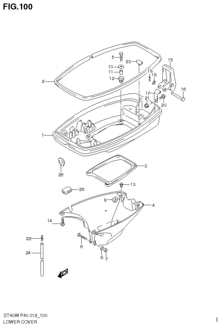 Suzuki DT40W, DT40WR, DT40WK LOWER COVER (DT40WK P40) parts diagram