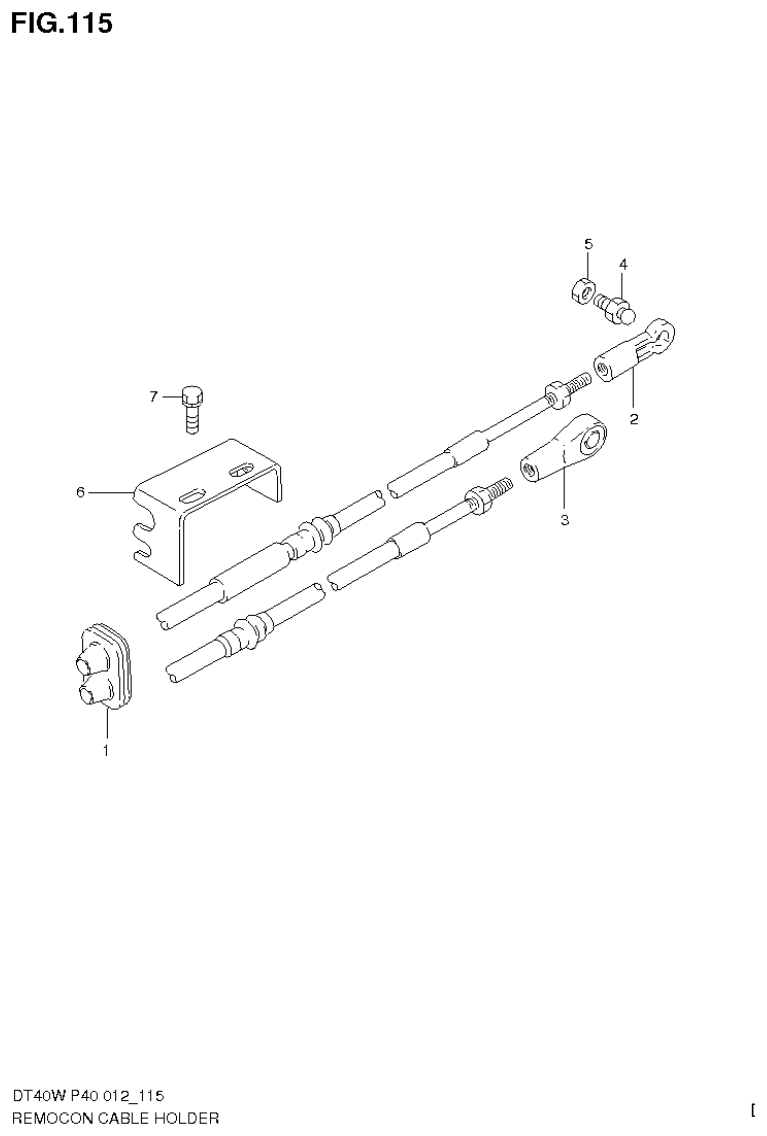 Suzuki DT40W, DT40WR, DT40WK REMOCON CABLE HOLDER (DT40WR P40) parts diagram
