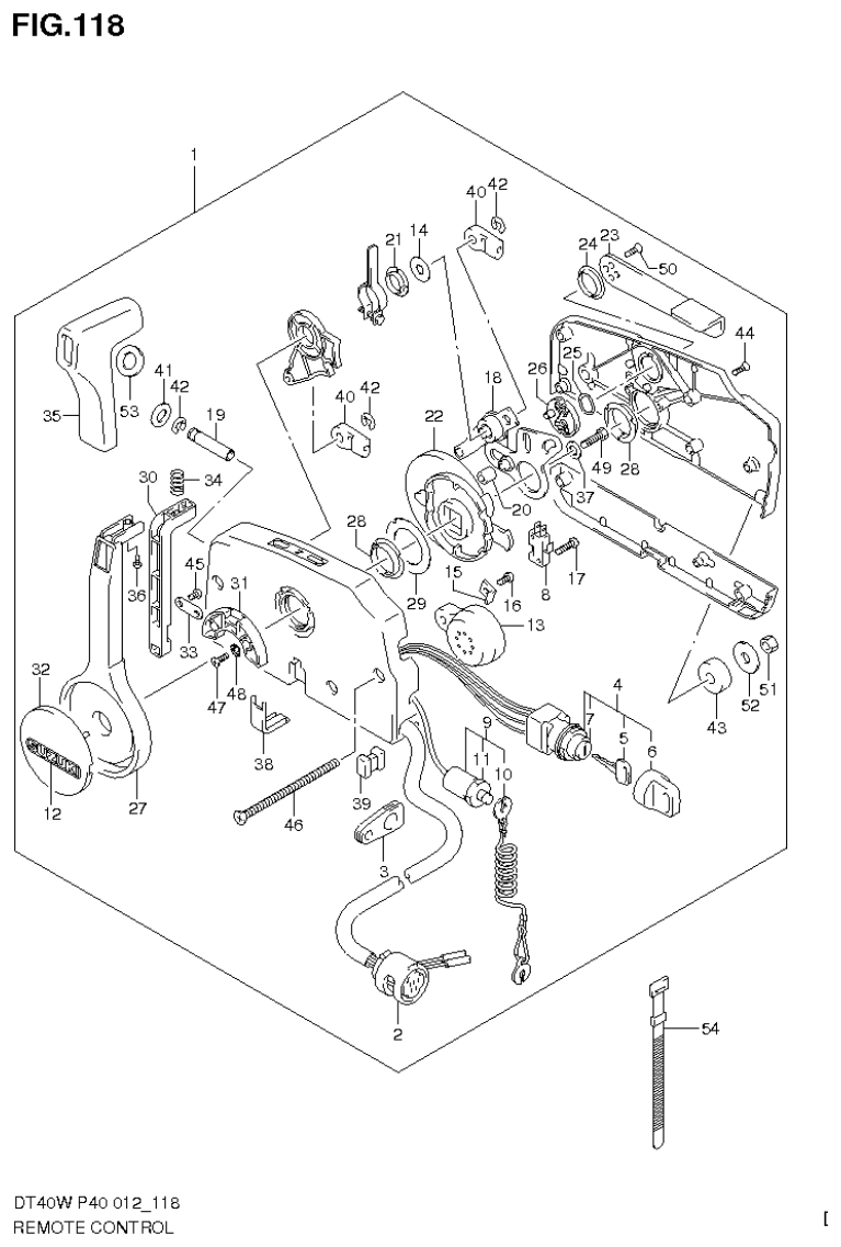 Suzuki DT40W, DT40WR, DT40WK REMOTE CONTROL (DT40WR P90) parts diagram