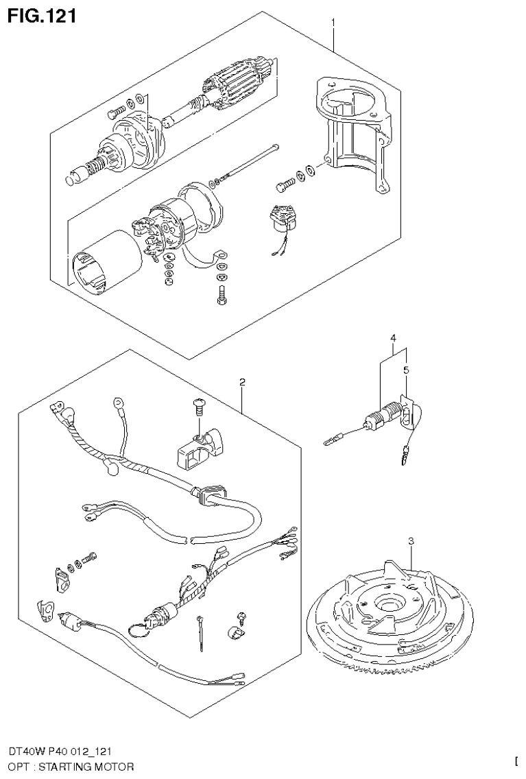 Suzuki DT40W, DT40WR, DT40WK OPT : STARTING MOTOR (DT40W P40) parts diagram