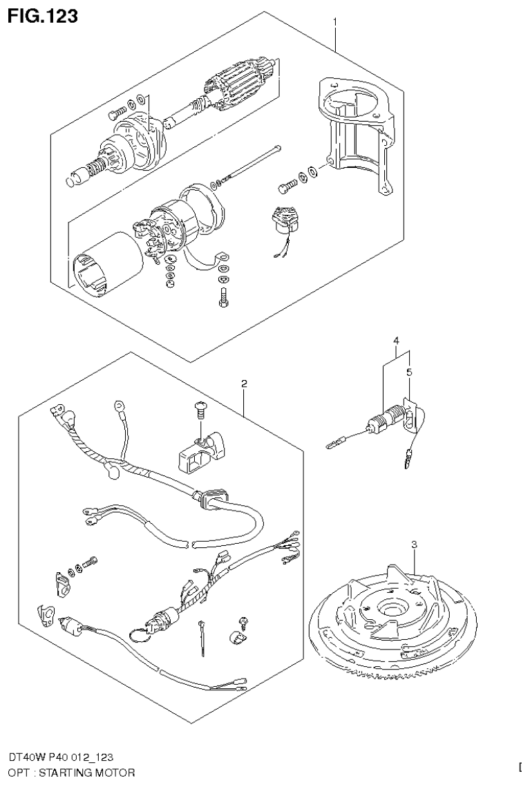 Suzuki DT40W, DT40WR, DT40WK OPT : STARTING MOTOR (DT40WK P40) parts diagram