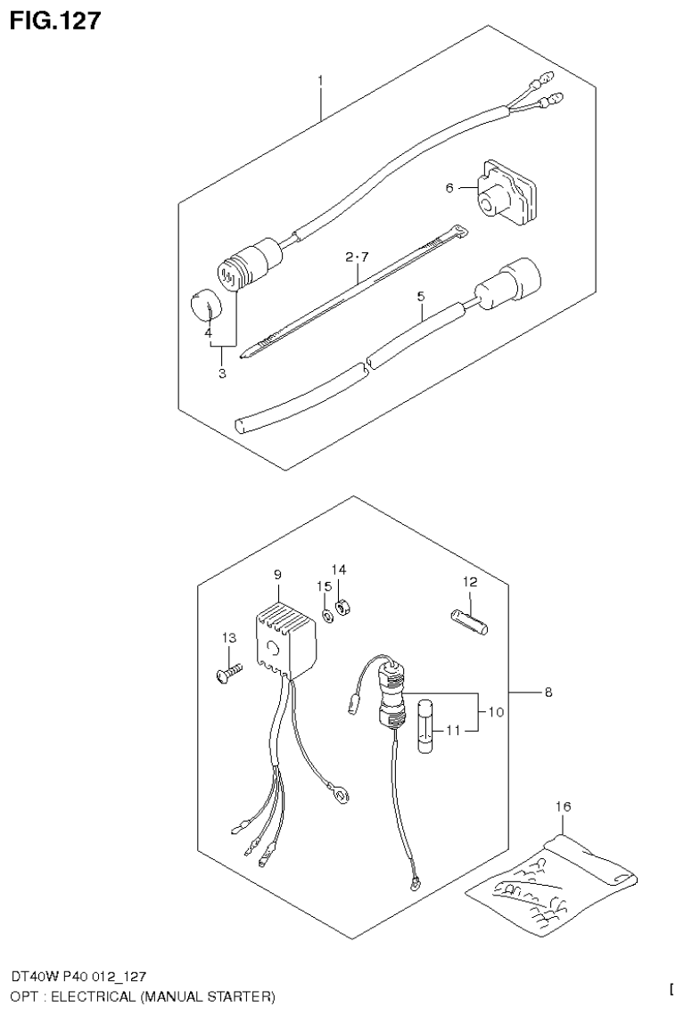 Suzuki DT40W, DT40WR, DT40WK OPT : ELECTRICAL (MANUAL STARTER) (DT40W P40) parts diagram