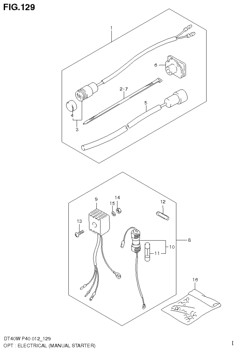 Suzuki DT40W, DT40WR, DT40WK OPT : ELECTRICAL (MANUAL STARTER) (DT40WK P40) parts diagram