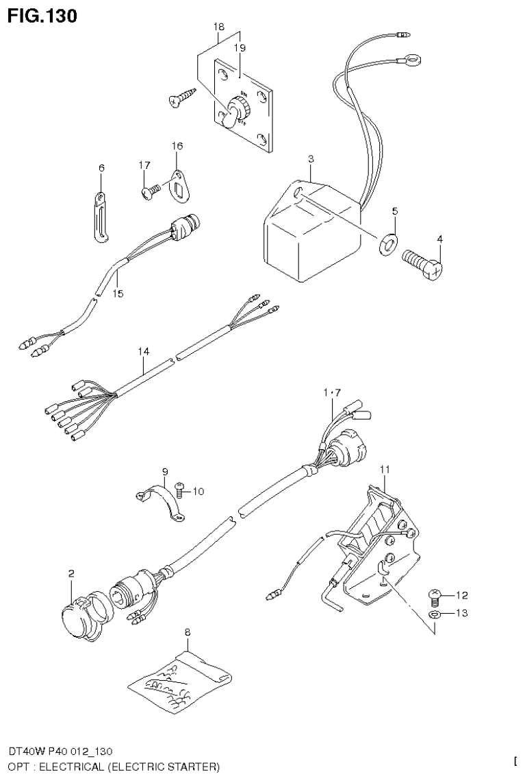 Suzuki DT40W, DT40WR, DT40WK OPT : ELECTRICAL (ELECTRIC STARTER) (DT40W P40) parts diagram