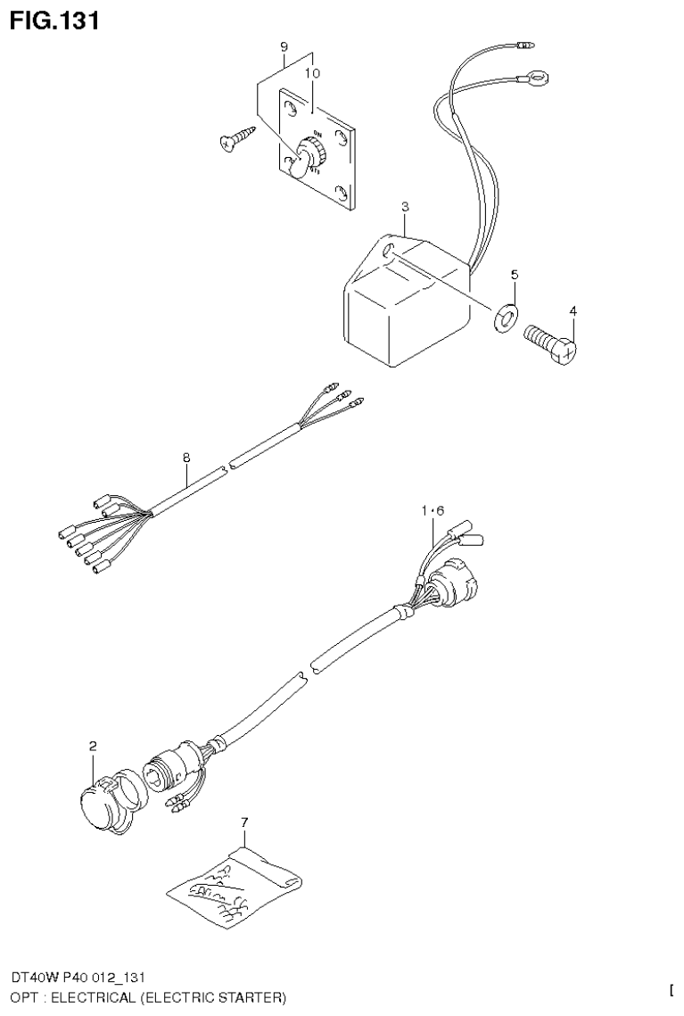 Suzuki DT40W, DT40WR, DT40WK OPT : ELECTRICAL (ELECTRIC STARTER) (DT40WR P40) parts diagram