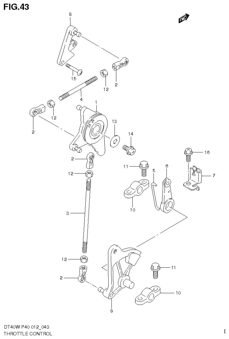 Suzuki DT40W, DT40WR, DT40WK THROTTLE CONTROL (DT40W P90) parts diagram