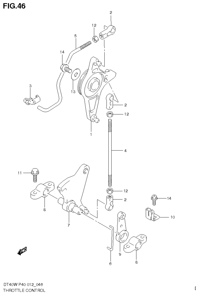 Suzuki DT40W, DT40WR, DT40WK THROTTLE CONTROL (DT40WK P40) parts diagram