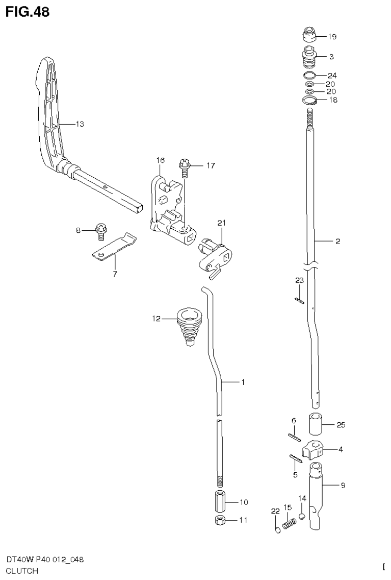 Suzuki DT40W, DT40WR, DT40WK CLUTCH (DT40W P90) parts diagram