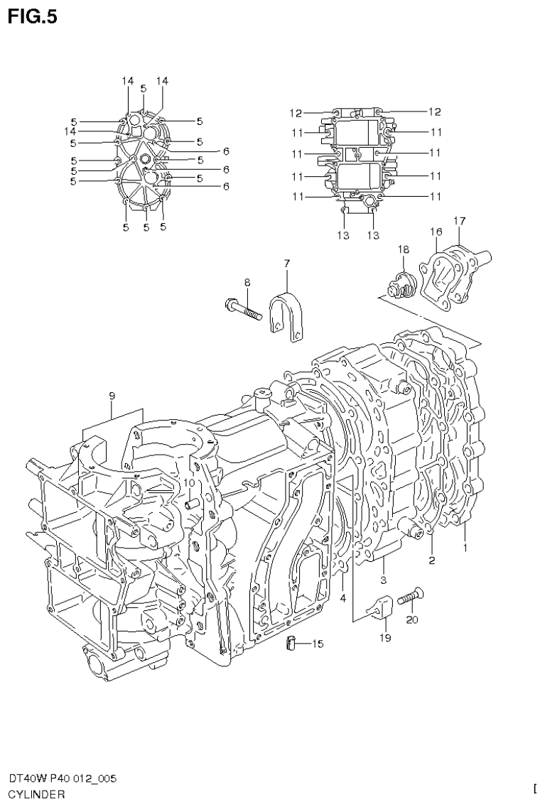 Suzuki DT40W, DT40WR, DT40WK CYLINDER (DT40WK P40) parts diagram