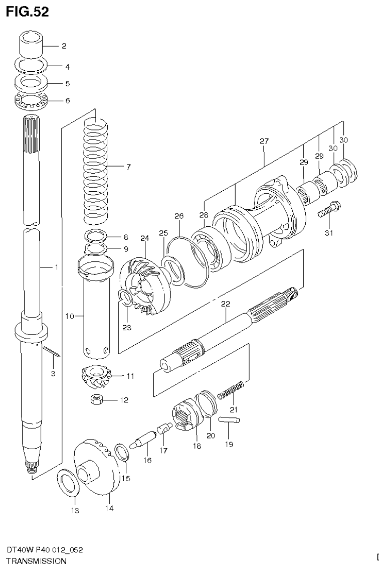 Suzuki DT40W, DT40WR, DT40WK TRANSMISSION (DT40W P40) parts diagram