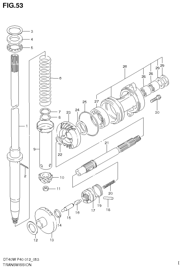 Suzuki DT40W, DT40WR, DT40WK TRANSMISSION (DT40W P90) parts diagram