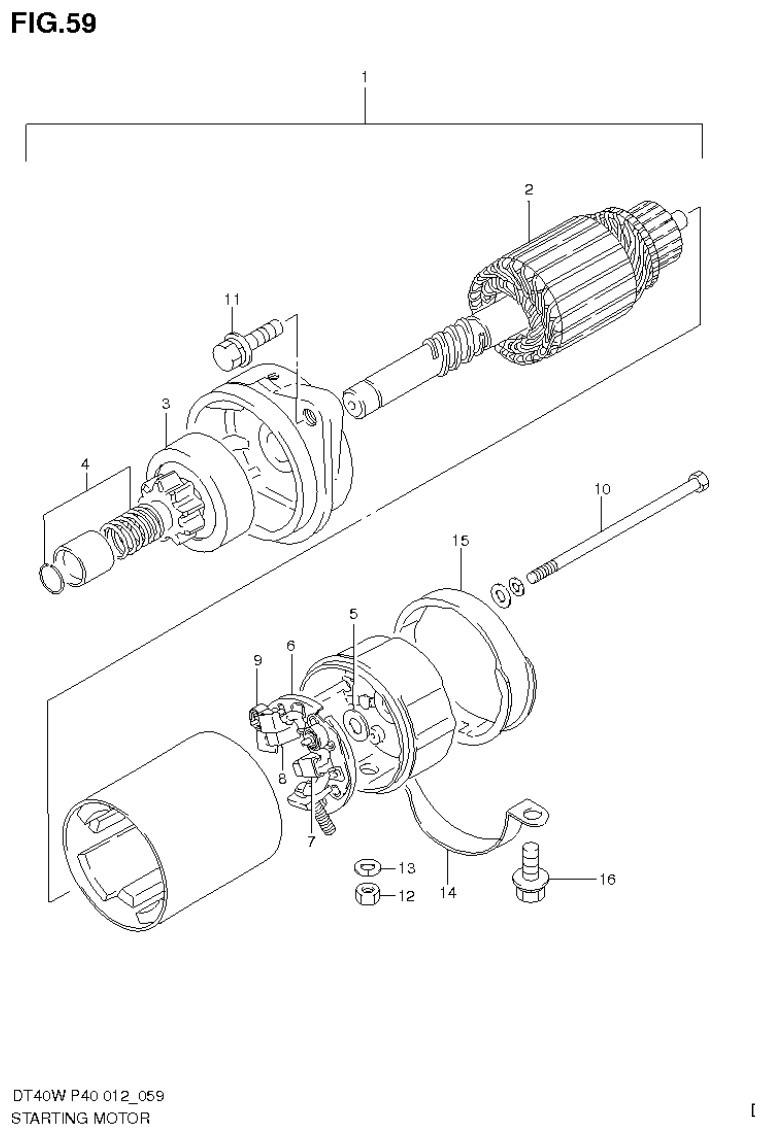 Suzuki DT40W, DT40WR, DT40WK STARTING MOTOR (DT40WR P90) parts diagram