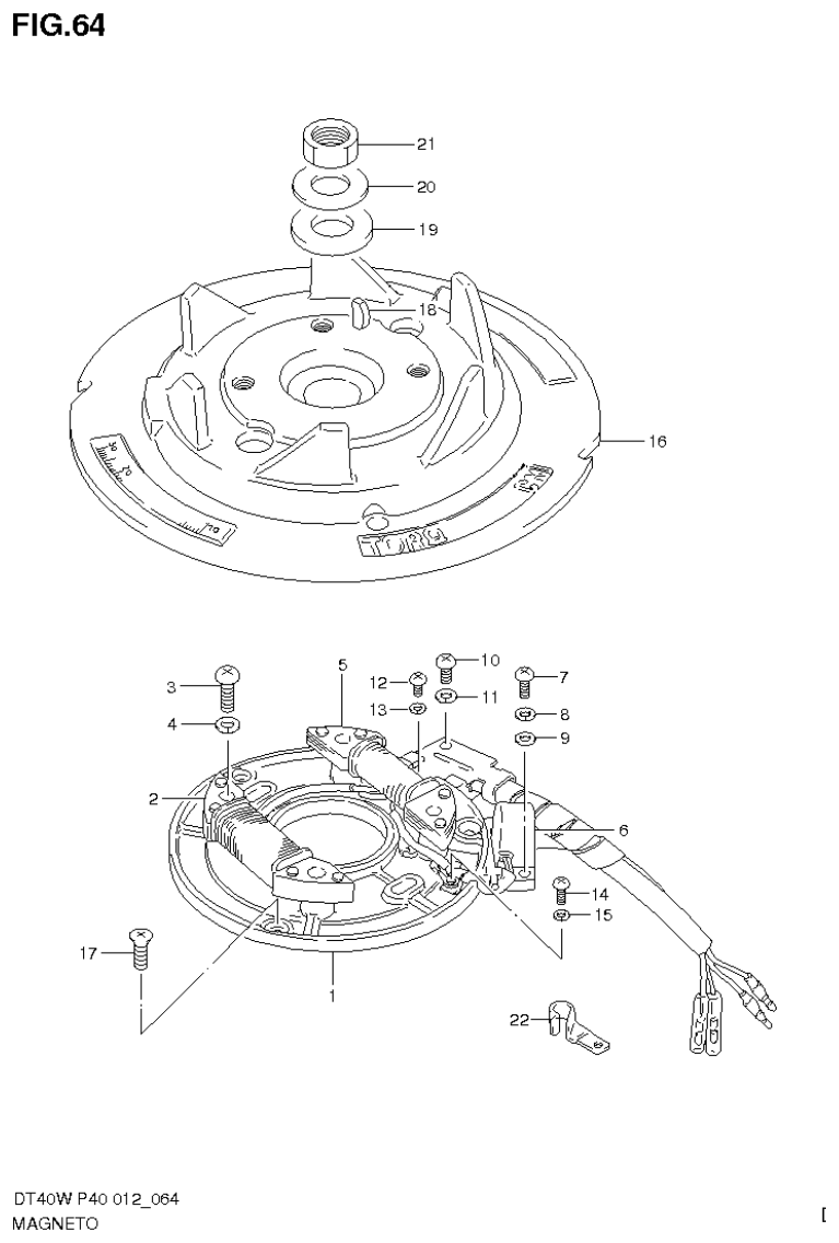 Suzuki DT40W, DT40WR, DT40WK MAGNETO (DT40WK P40) parts diagram