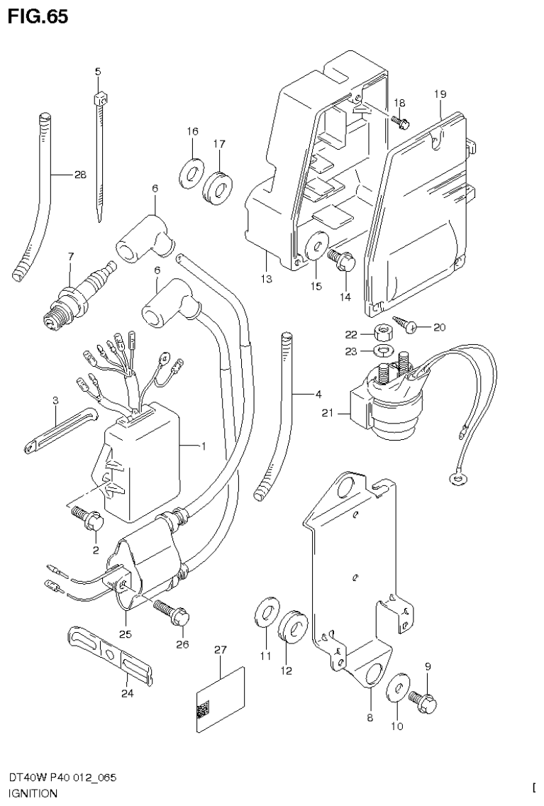 Suzuki DT40W, DT40WR, DT40WK IGNITION (DT40W P40) parts diagram