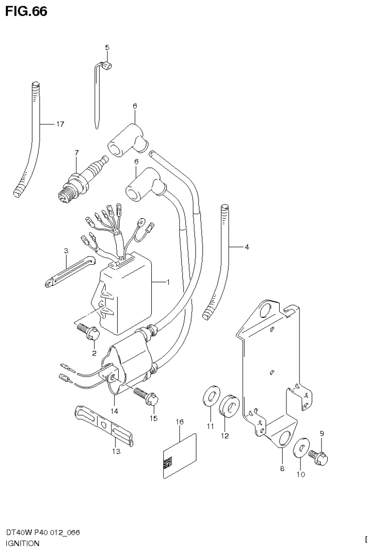 Suzuki DT40W, DT40WR, DT40WK IGNITION (DT40W P90) parts diagram