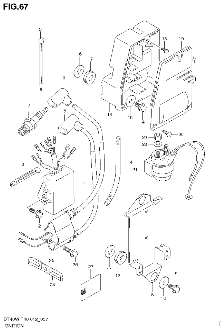 Suzuki DT40W, DT40WR, DT40WK IGNITION (DT40WR P40) parts diagram