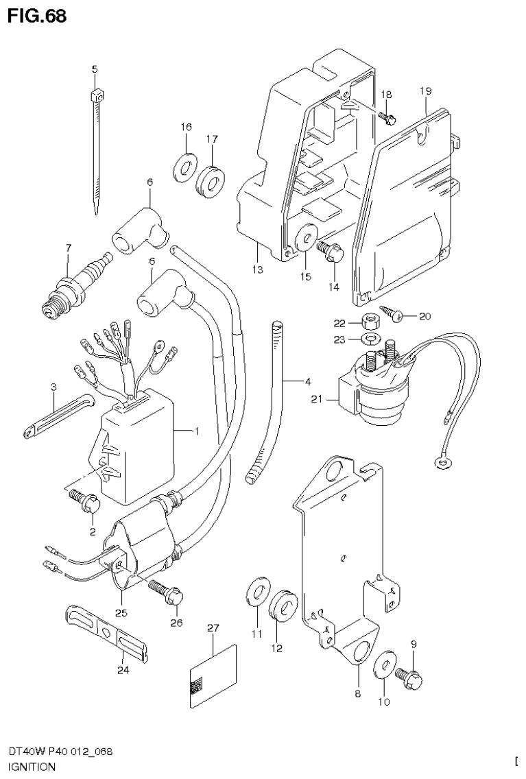 Suzuki DT40W, DT40WR, DT40WK IGNITION (DT40WR P90) parts diagram