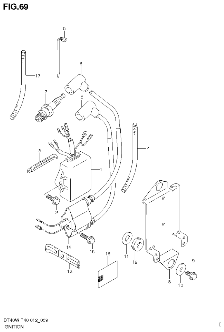 Suzuki DT40W, DT40WR, DT40WK IGNITION (DT40WK P40) parts diagram
