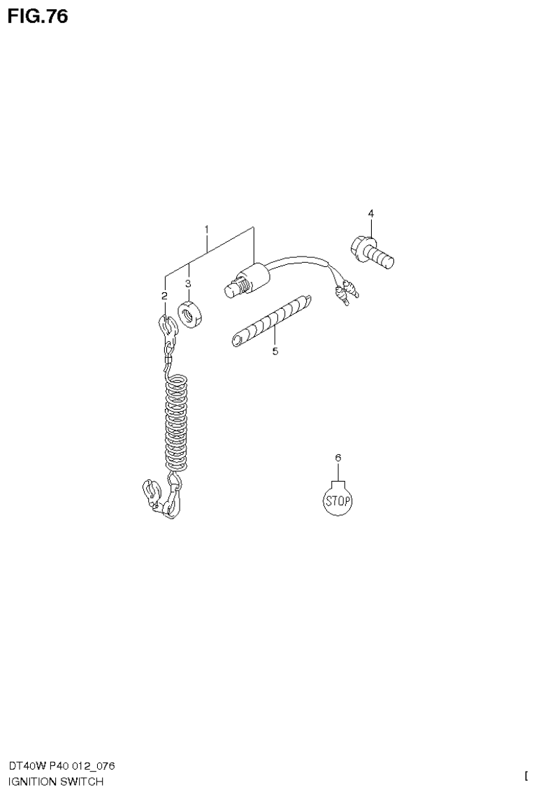 Suzuki DT40W, DT40WR, DT40WK IGNITION SWITCH (DT40W P90) parts diagram
