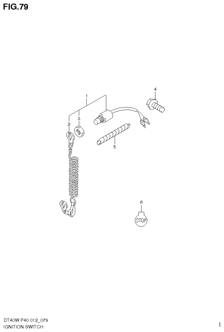 Suzuki DT40W, DT40WR, DT40WK IGNITION SWITCH (DT40WK P40) parts diagram