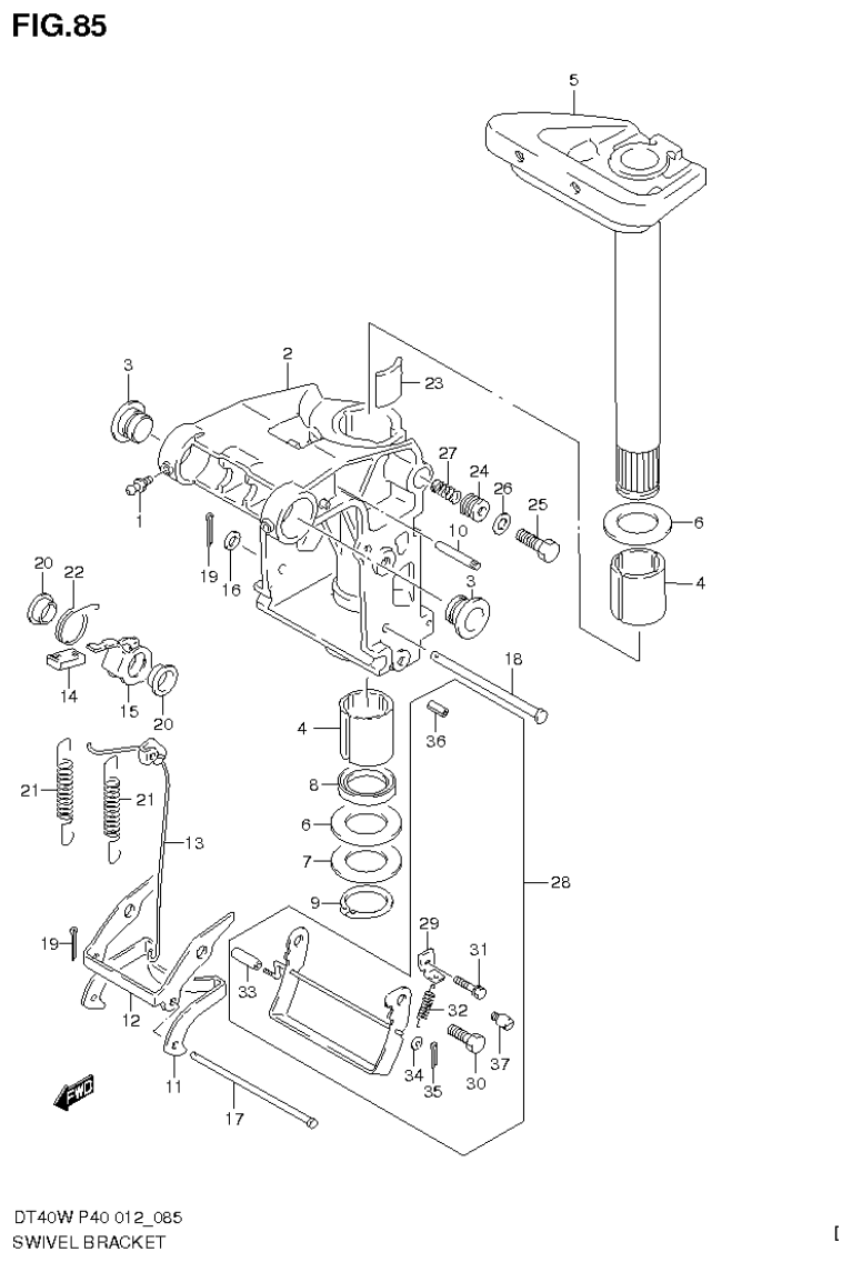 Suzuki DT40W, DT40WR, DT40WK SWIVEL BRACKET (DT40W P40) parts diagram