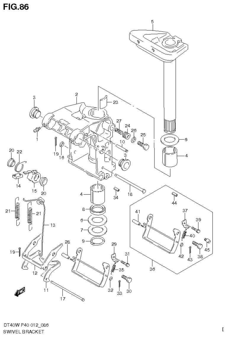 Suzuki DT40W, DT40WR, DT40WK SWIVEL BRACKET (DT40W P90) parts diagram