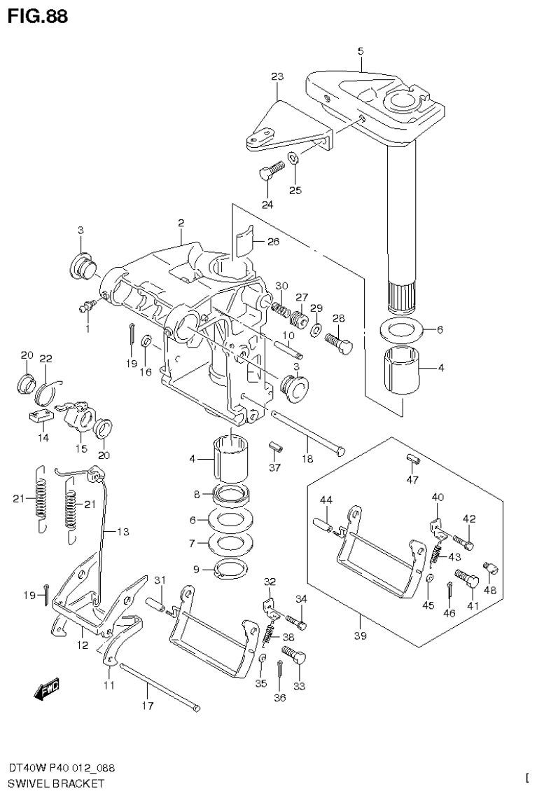 Suzuki DT40W, DT40WR, DT40WK SWIVEL BRACKET (DT40WR P90) parts diagram