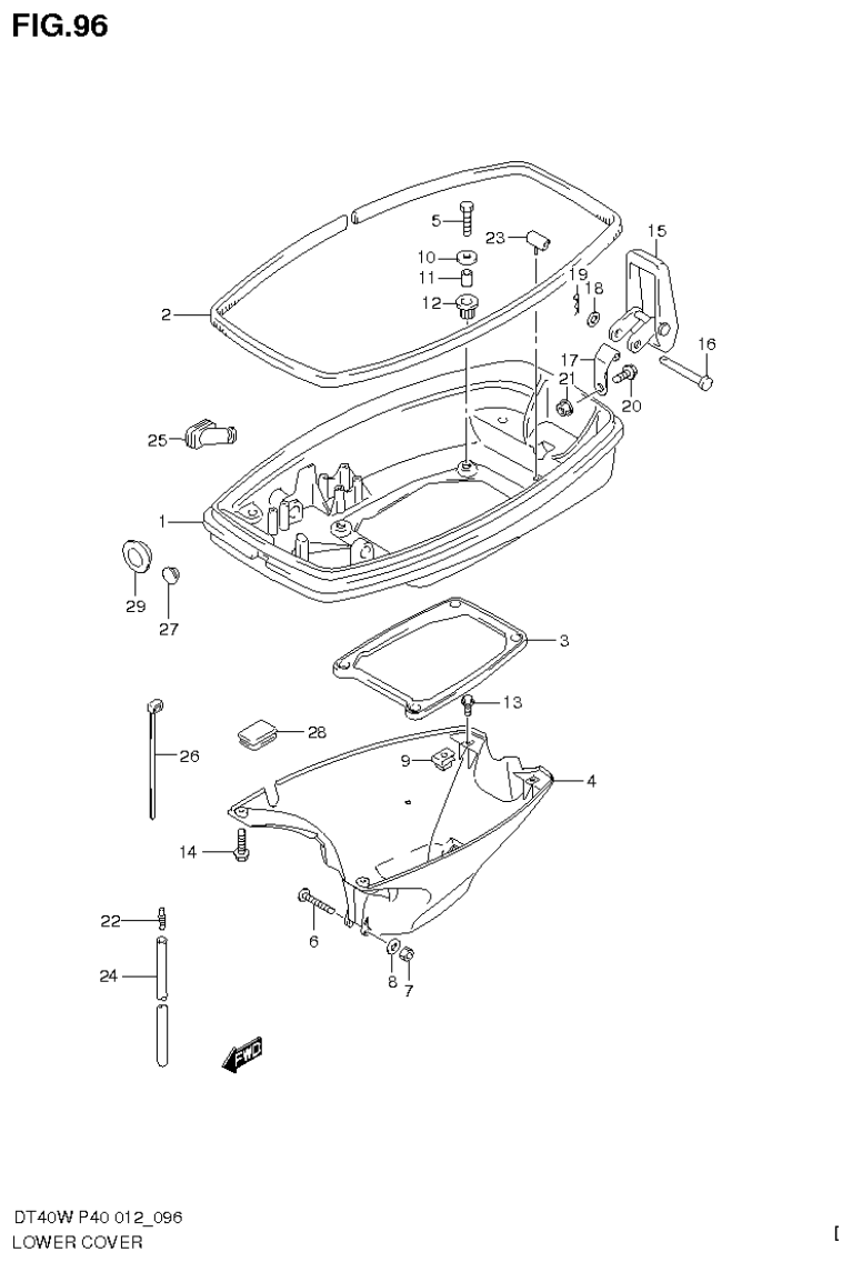 Suzuki DT40W, DT40WR, DT40WK LOWER COVER (DT40W P40) parts diagram