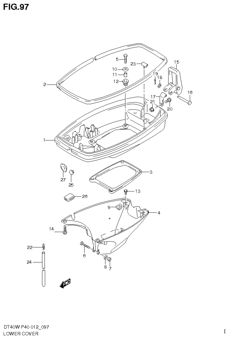 Suzuki DT40W, DT40WR, DT40WK LOWER COVER (DT40W P90) parts diagram