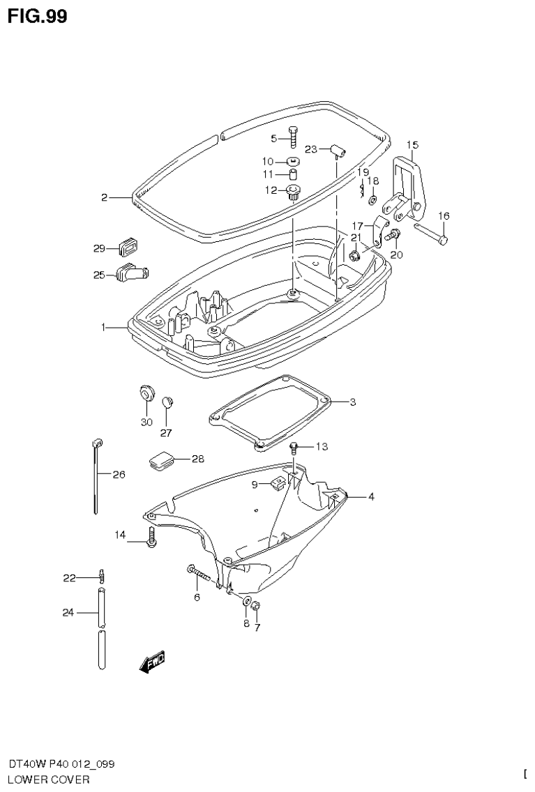 Suzuki DT40W, DT40WR, DT40WK LOWER COVER (DT40WR P90) parts diagram