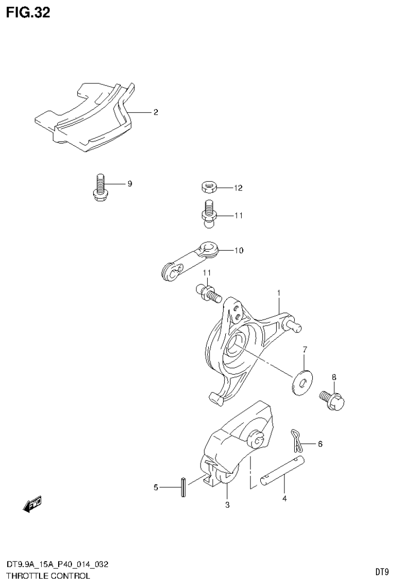 Suzuki DT9.9A, DT9.9AK, DT15A, DT15AK, DT9.9, DT9.9K, DT15, DT15K, DT9 THROTTLE CONTROL (DT15A P40) parts diagram