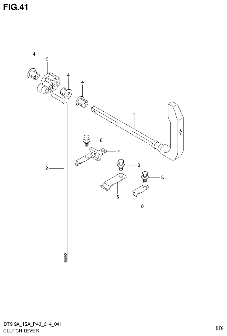 Suzuki DT9.9A, DT9.9AK, DT15A, DT15AK, DT9.9, DT9.9K, DT15, DT15K, DT9 CLUTCH LEVER (DT9.9AK P36) parts diagram