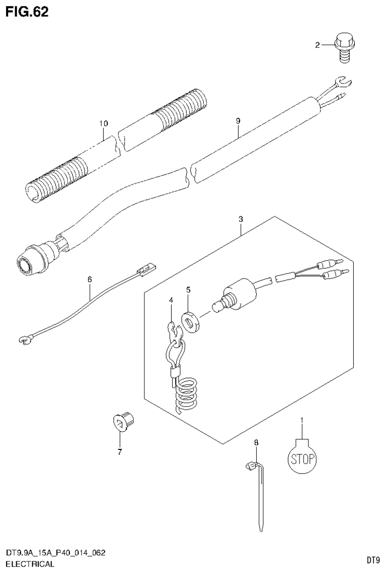 Suzuki DT9.9A, DT9.9AK, DT15A, DT15AK, DT9.9, DT9.9K, DT15, DT15K, DT9 ELECTRICAL (DT9.9AK P40) parts diagram