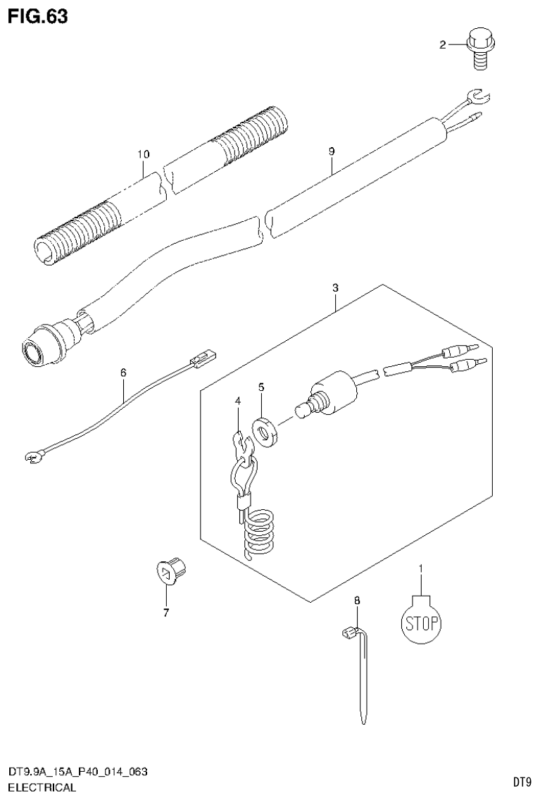 Suzuki DT9.9A, DT9.9AK, DT15A, DT15AK, DT9.9, DT9.9K, DT15, DT15K, DT9 ELECTRICAL (DT9.9AK P36) parts diagram