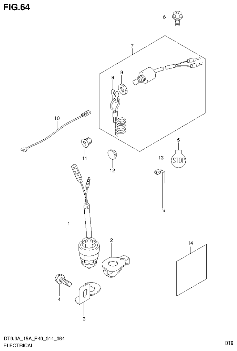 Suzuki DT9.9A, DT9.9AK, DT15A, DT15AK, DT9.9, DT9.9K, DT15, DT15K, DT9 ELECTRICAL (DT15A P40) parts diagram