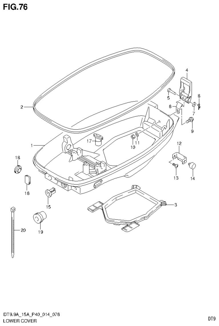Suzuki DT9.9A, DT9.9AK, DT15A, DT15AK, DT9.9, DT9.9K, DT15, DT15K, DT9 LOWER COVER (DT9.9AK P36) parts diagram