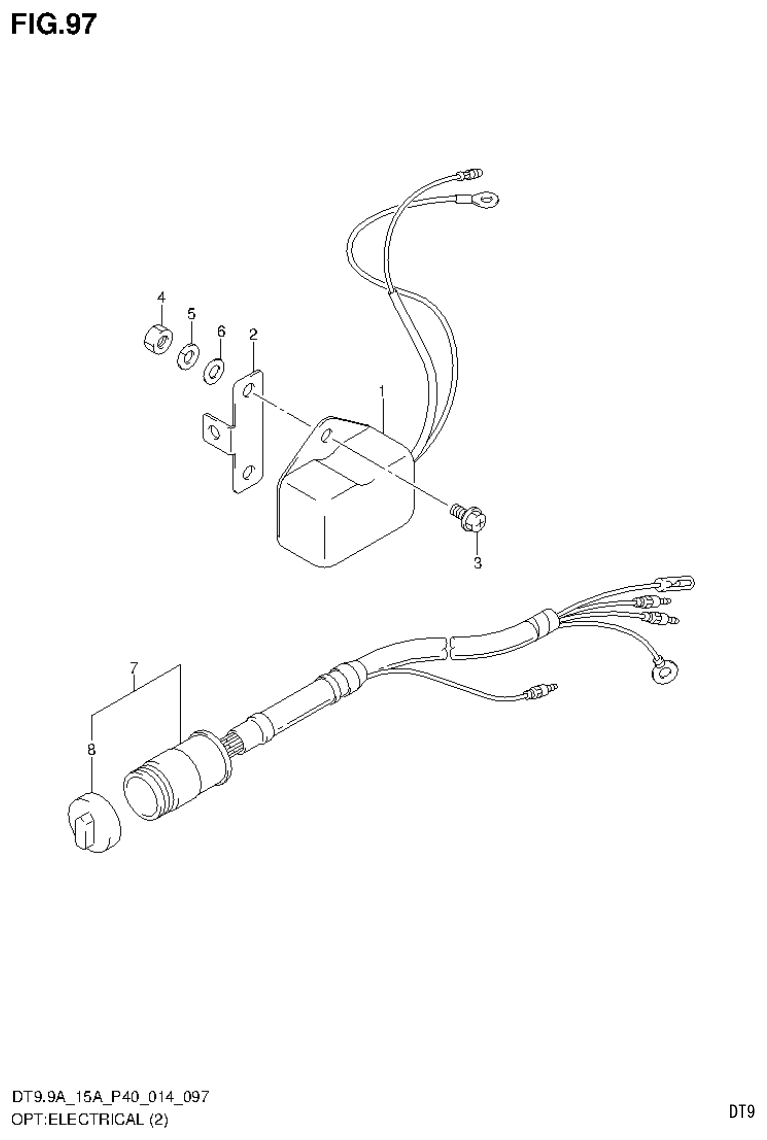 Suzuki DT9.9A, DT9.9AK, DT15A, DT15AK, DT9.9, DT9.9K, DT15, DT15K, DT9 OPT:ELECTRICAL (2) parts diagram