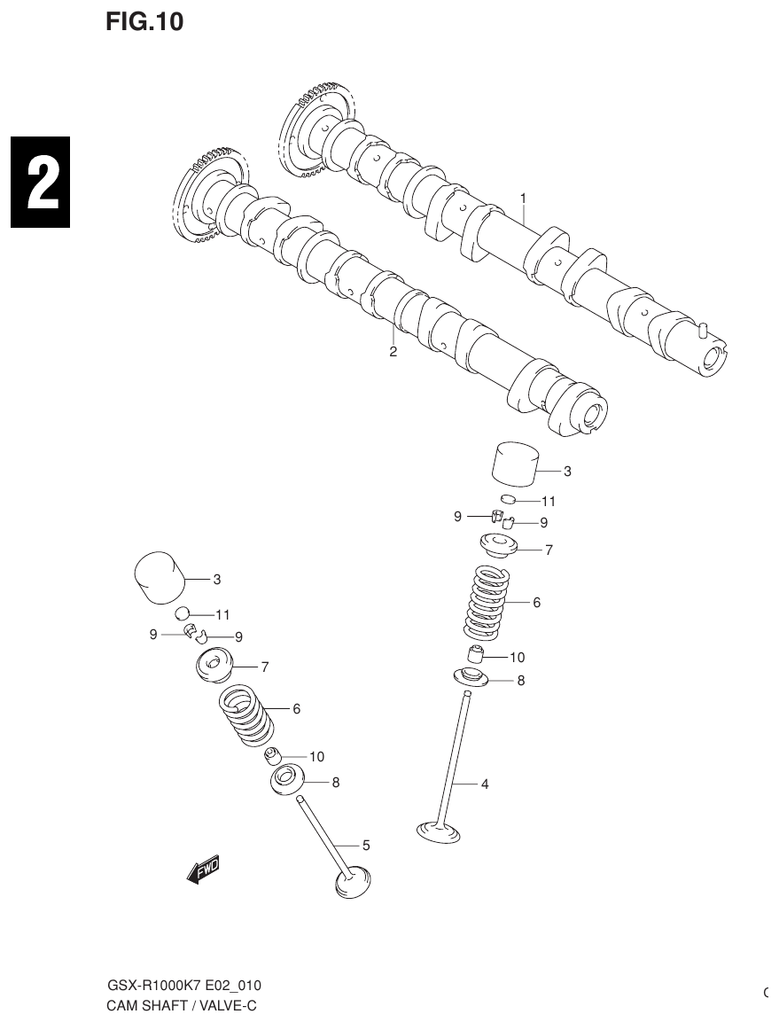 Suzuki GSX-R1000K7_K8_E2(9900B-30239-012) （B-13） CAMSHAFT - VALVE parts diagram